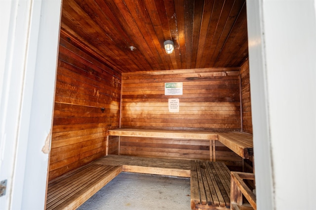 view of sauna / steam room featuring concrete floors