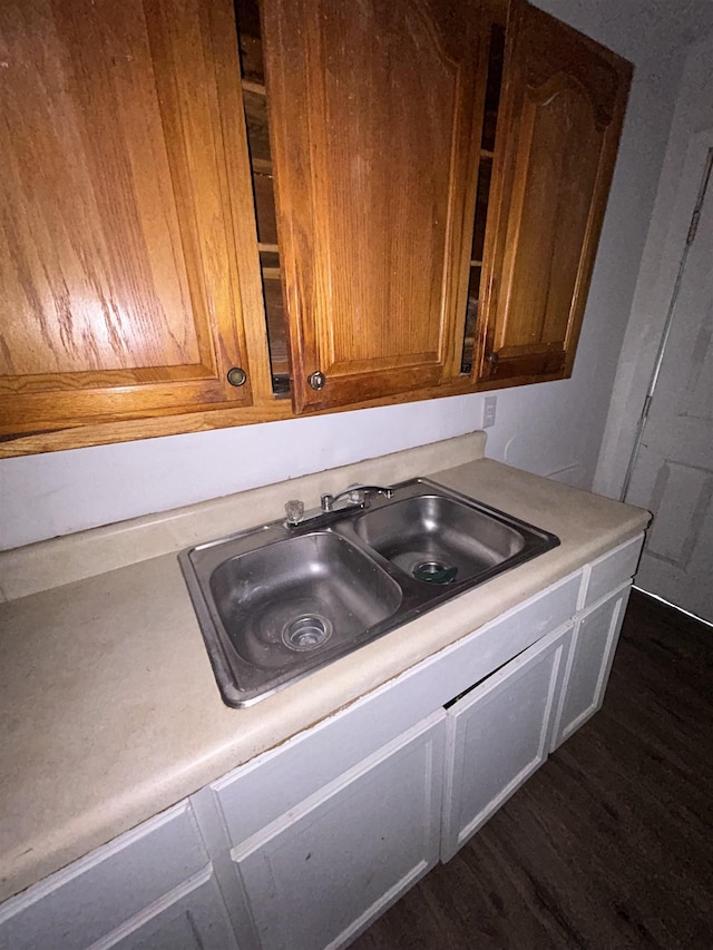 kitchen with dark wood-type flooring and sink