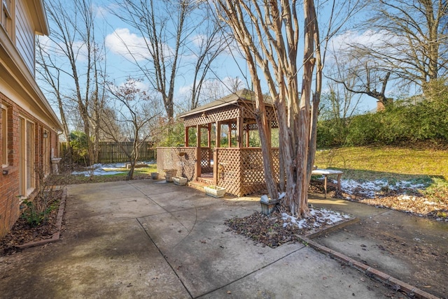 view of patio / terrace featuring a gazebo