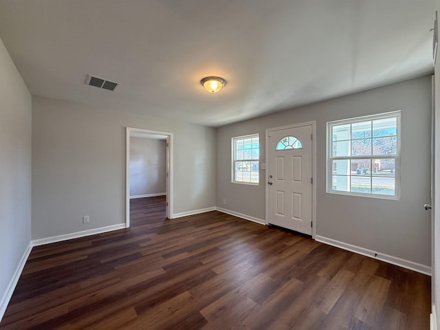 foyer entrance with dark hardwood / wood-style flooring