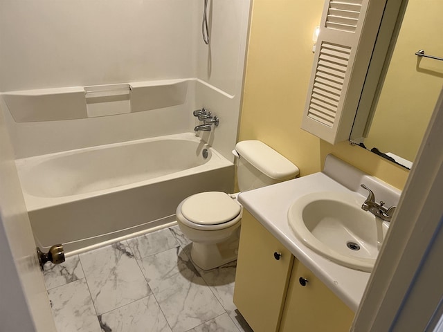 full bathroom with toilet, vanity, and  shower combination