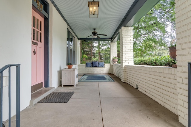 view of patio / terrace featuring a porch and ceiling fan