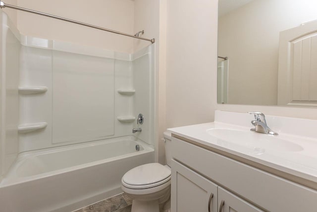 full bathroom featuring toilet, vanity, and shower / bathtub combination