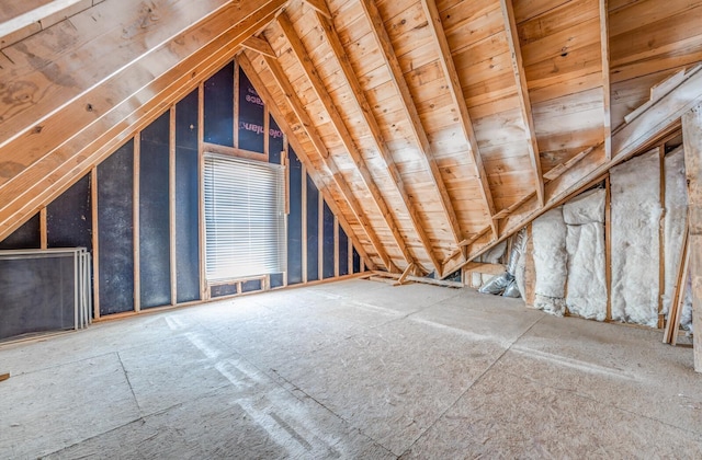 view of unfinished attic