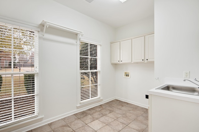 laundry room with cabinets, plenty of natural light, hookup for a washing machine, and sink