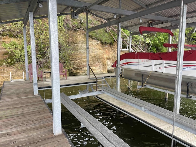 dock area featuring a water view