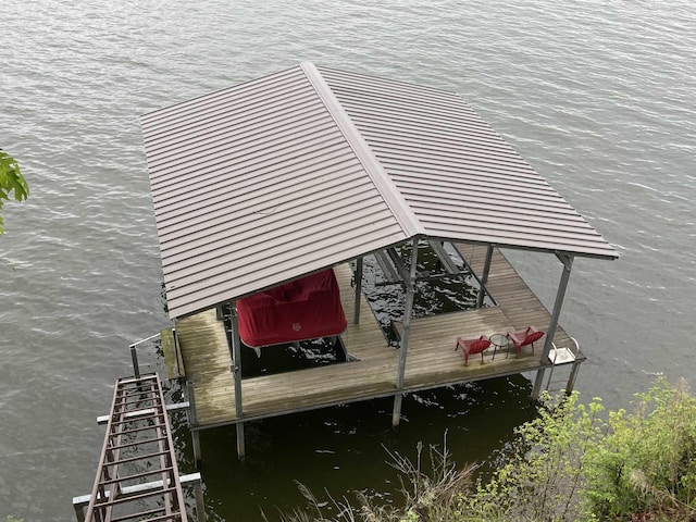 view of dock featuring a water view