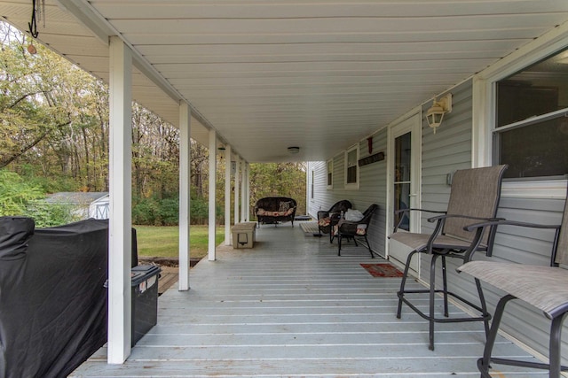 deck featuring grilling area