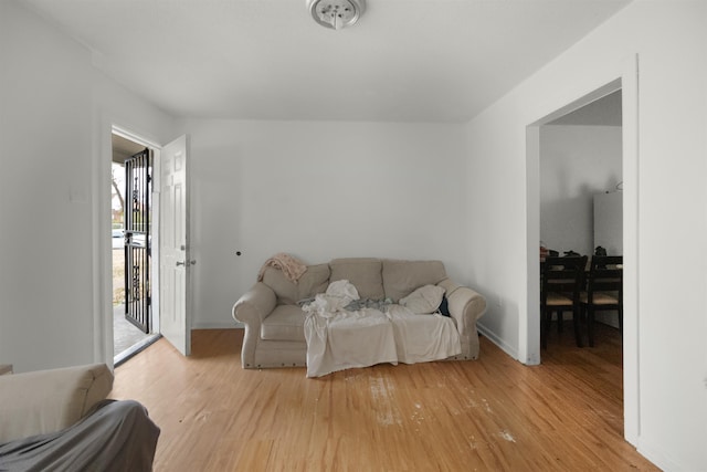 living room with light hardwood / wood-style floors