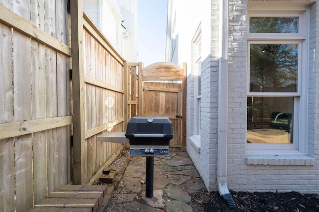 view of patio / terrace with a grill