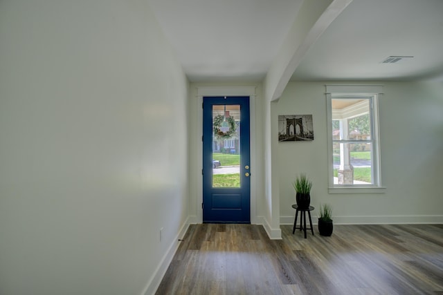 foyer with hardwood / wood-style flooring