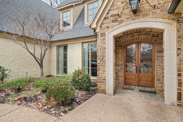 doorway to property featuring french doors