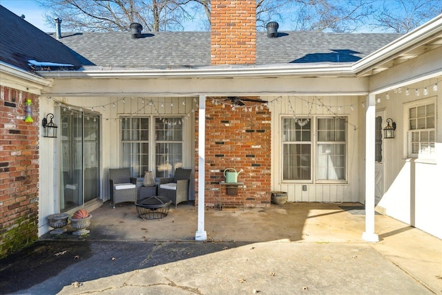 entrance to property with a patio