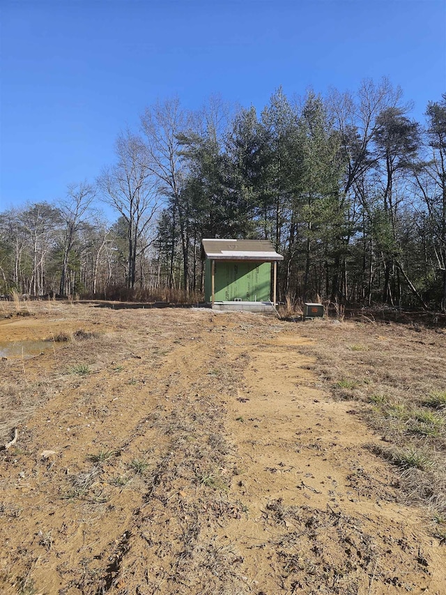 view of yard featuring a shed