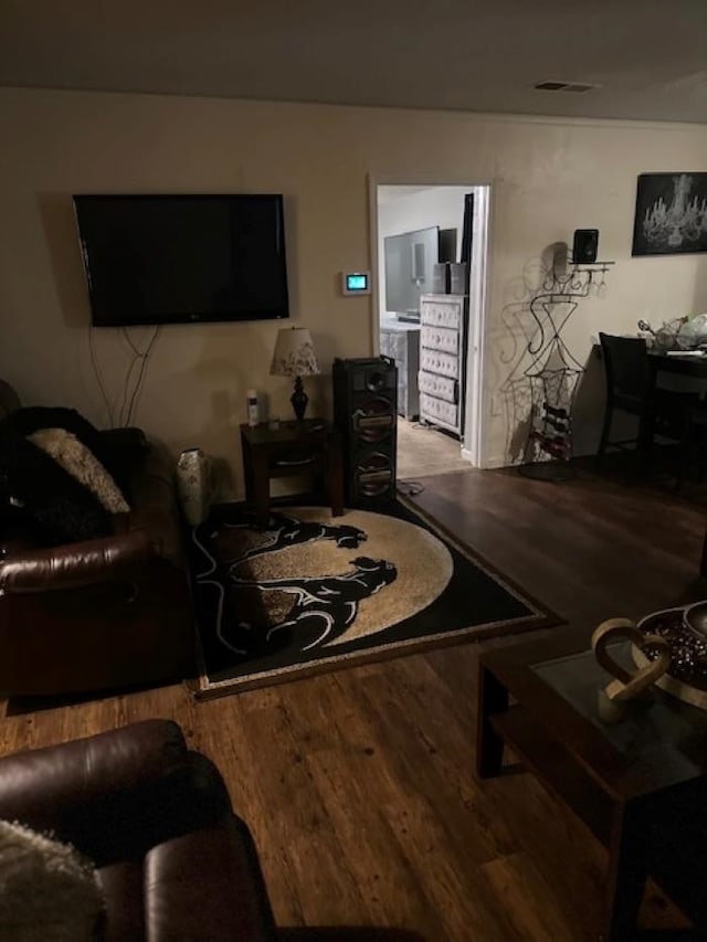 living room with wood-type flooring