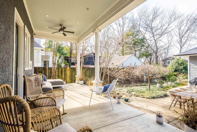 view of patio / terrace with ceiling fan