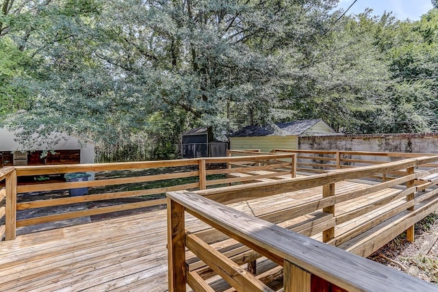 deck with an outdoor structure