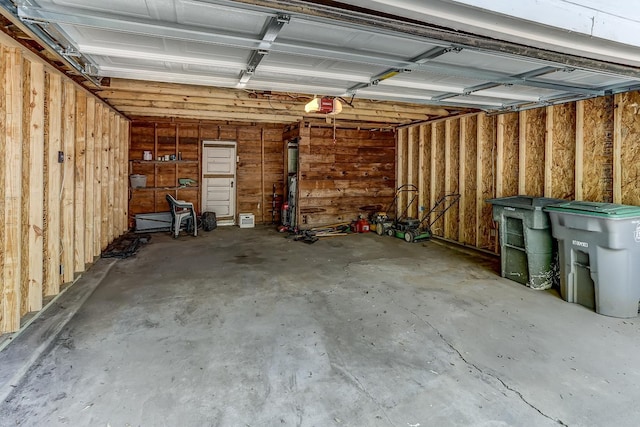 garage with a garage door opener