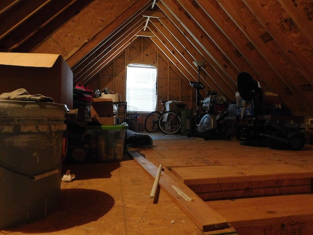 view of unfinished attic