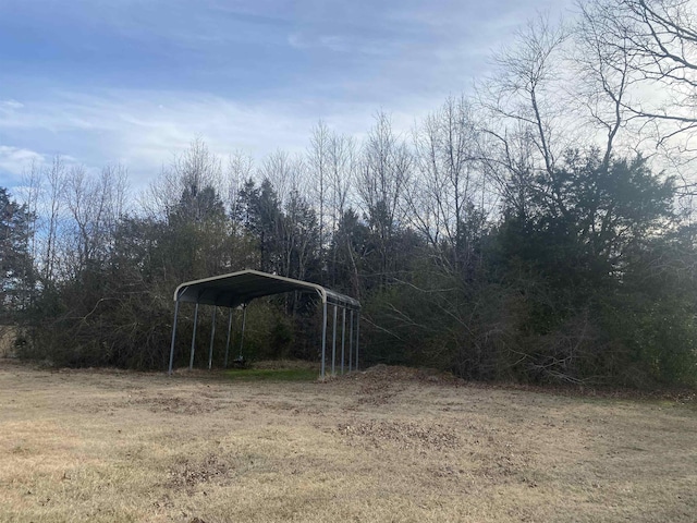 view of yard featuring a carport