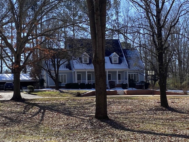 view of new england style home