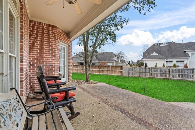 view of patio / terrace with ceiling fan