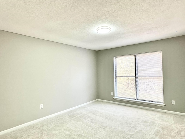 empty room featuring light carpet and a textured ceiling