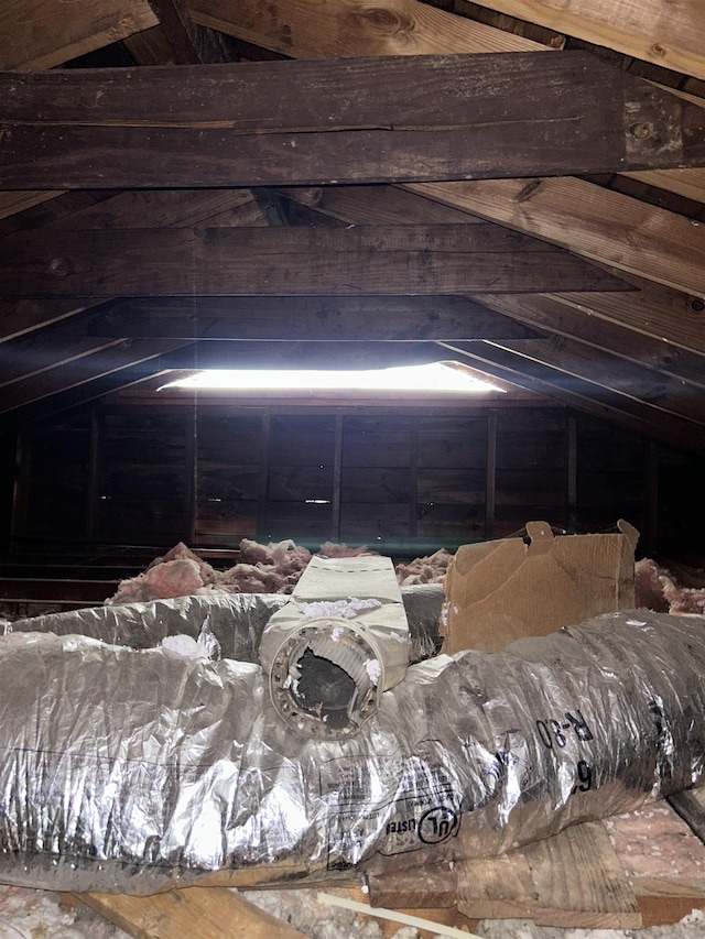 view of unfinished attic