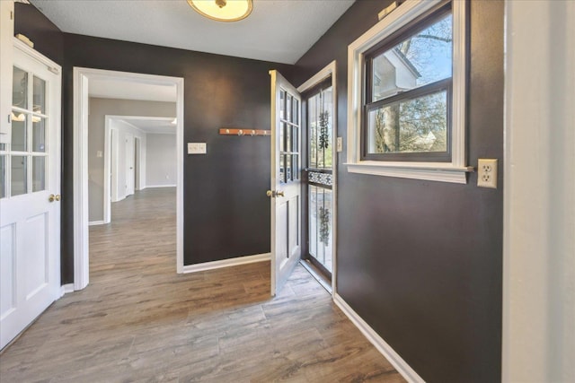 entryway with hardwood / wood-style flooring