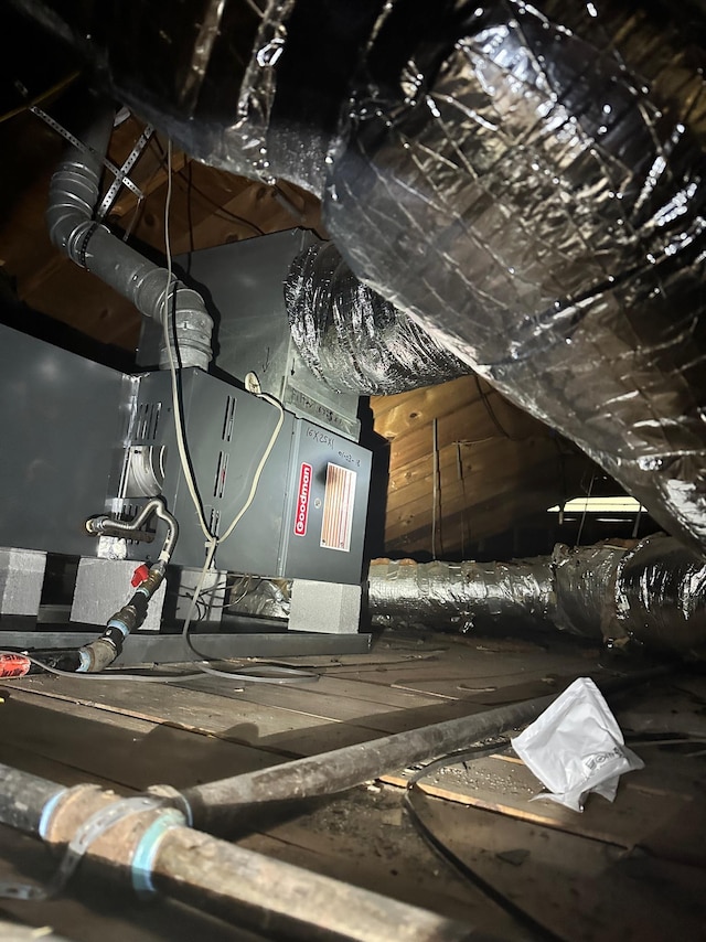 view of unfinished attic