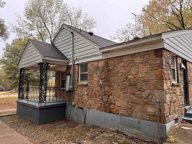 view of home's exterior featuring a porch