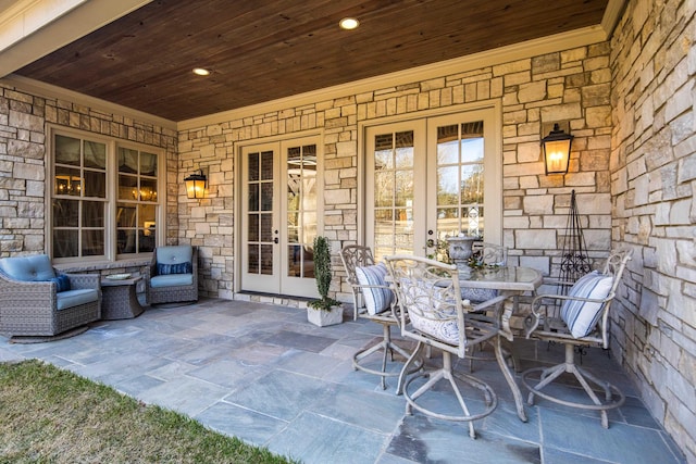 view of patio / terrace featuring french doors