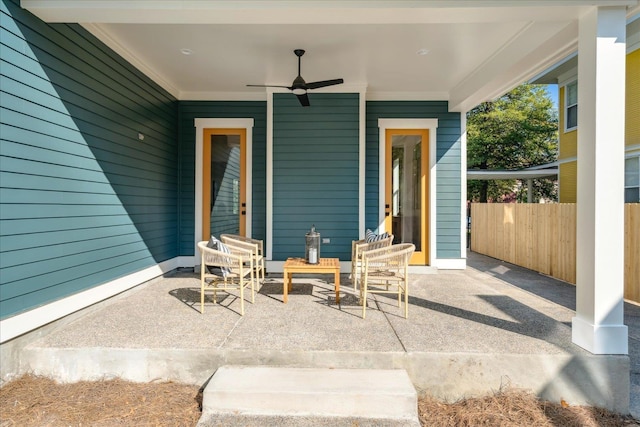 view of patio / terrace with ceiling fan