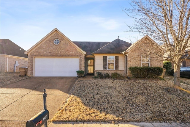 single story home with a garage