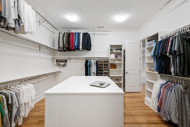 spacious closet featuring light wood-type flooring