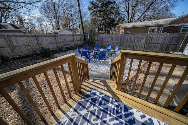 deck with a fire pit