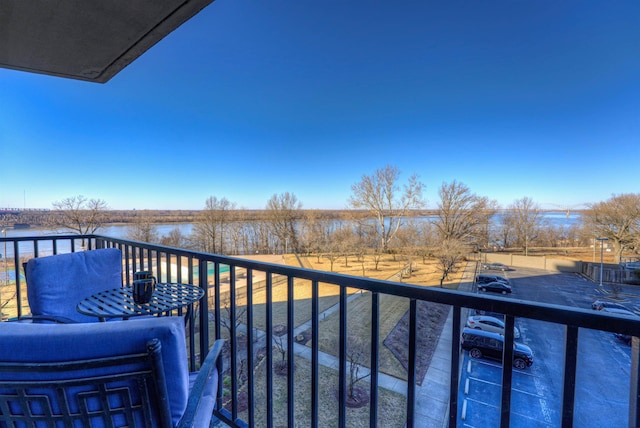 balcony with a water view