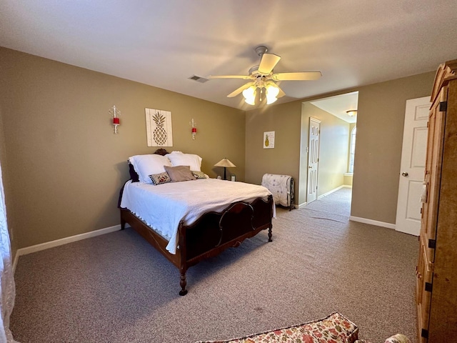 bedroom with carpet and ceiling fan