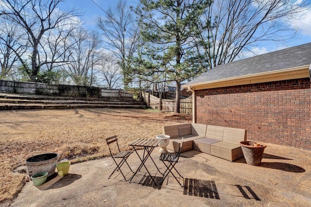 view of patio featuring an outdoor living space