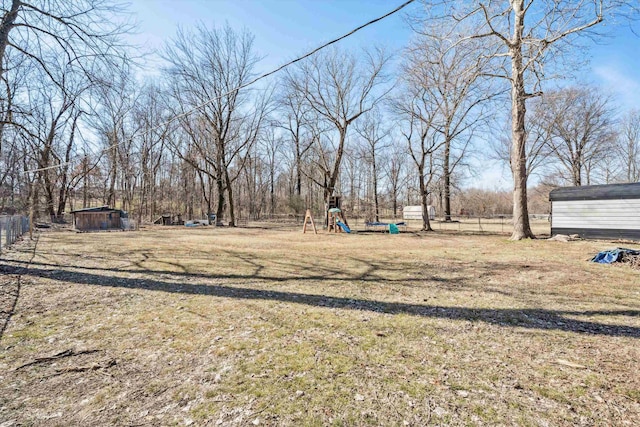 view of yard featuring a playground