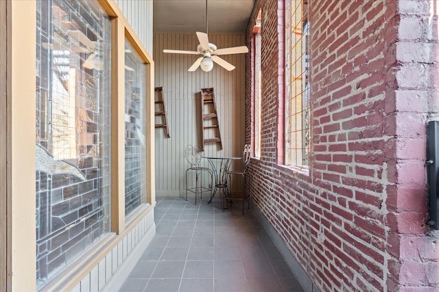 balcony with ceiling fan