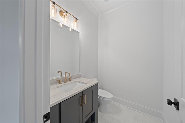 9170 Old Green Ln, Germantown, TN 38138 - half bathroom featuring vanity and crown molding