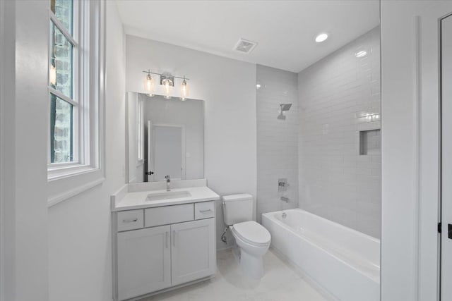 9170 Old Green Ln, Germantown, TN 38138 - bathroom with vanity, shower / bath combination, and recessed lighting