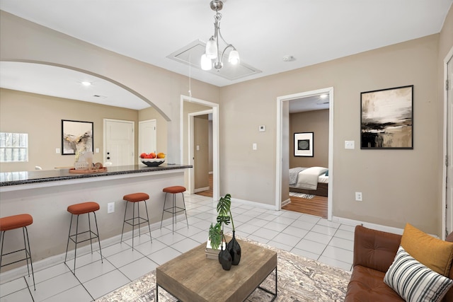 view of tiled living room