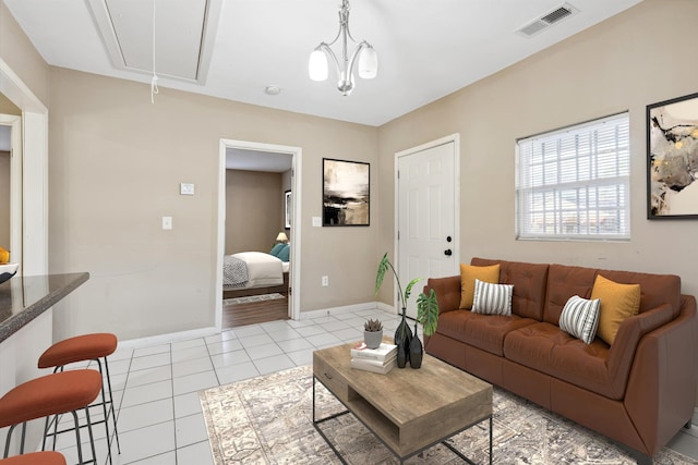 view of tiled living room