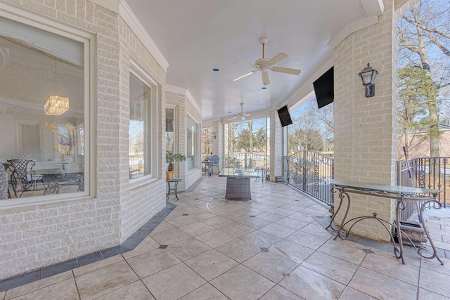 view of patio with ceiling fan