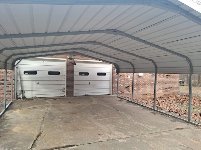 garage with a carport