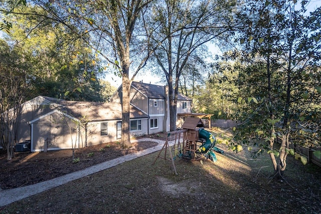 view of yard with a playground