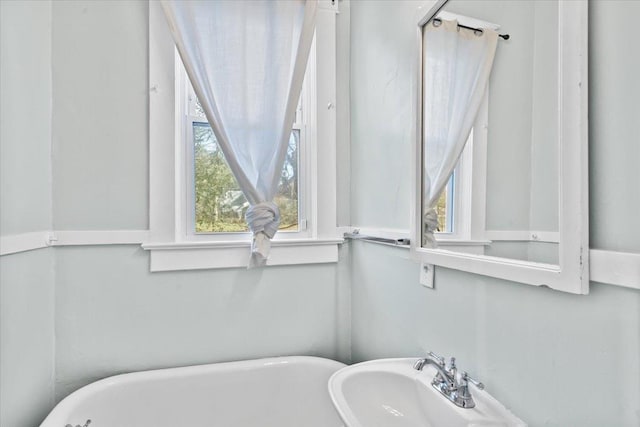 bathroom featuring sink and a bathing tub