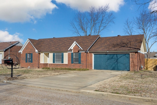 single story home with a garage